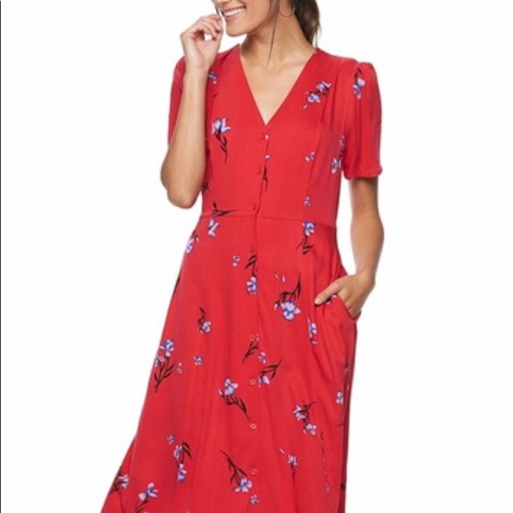 Popsugar Red midi length dress